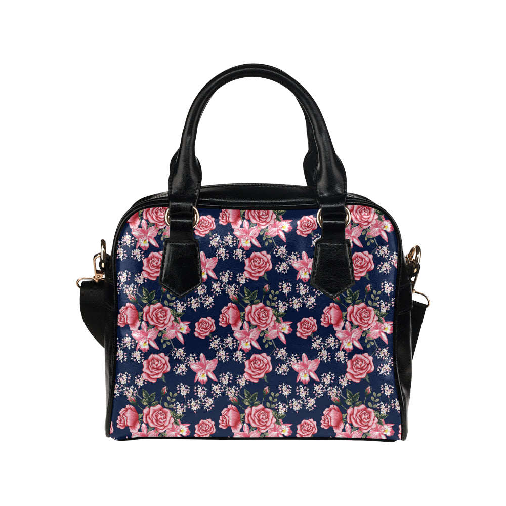 Rose Pattern Print Design A05 Shoulder Handbag