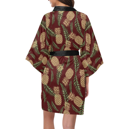 Pineapple Pattern Print Design PP013 Women Kimono Robe
