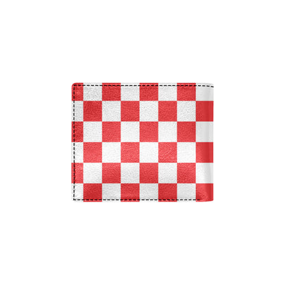Checkered Red Pattern Print Design 04 Men's ID Card Wallet