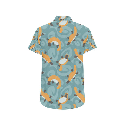 Platypus Pattern Print Design A01 Men's Short Sleeve Button Up Shirt