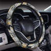 Hummingbird Gold Design Themed Print Steering Wheel Cover with Elastic Edge