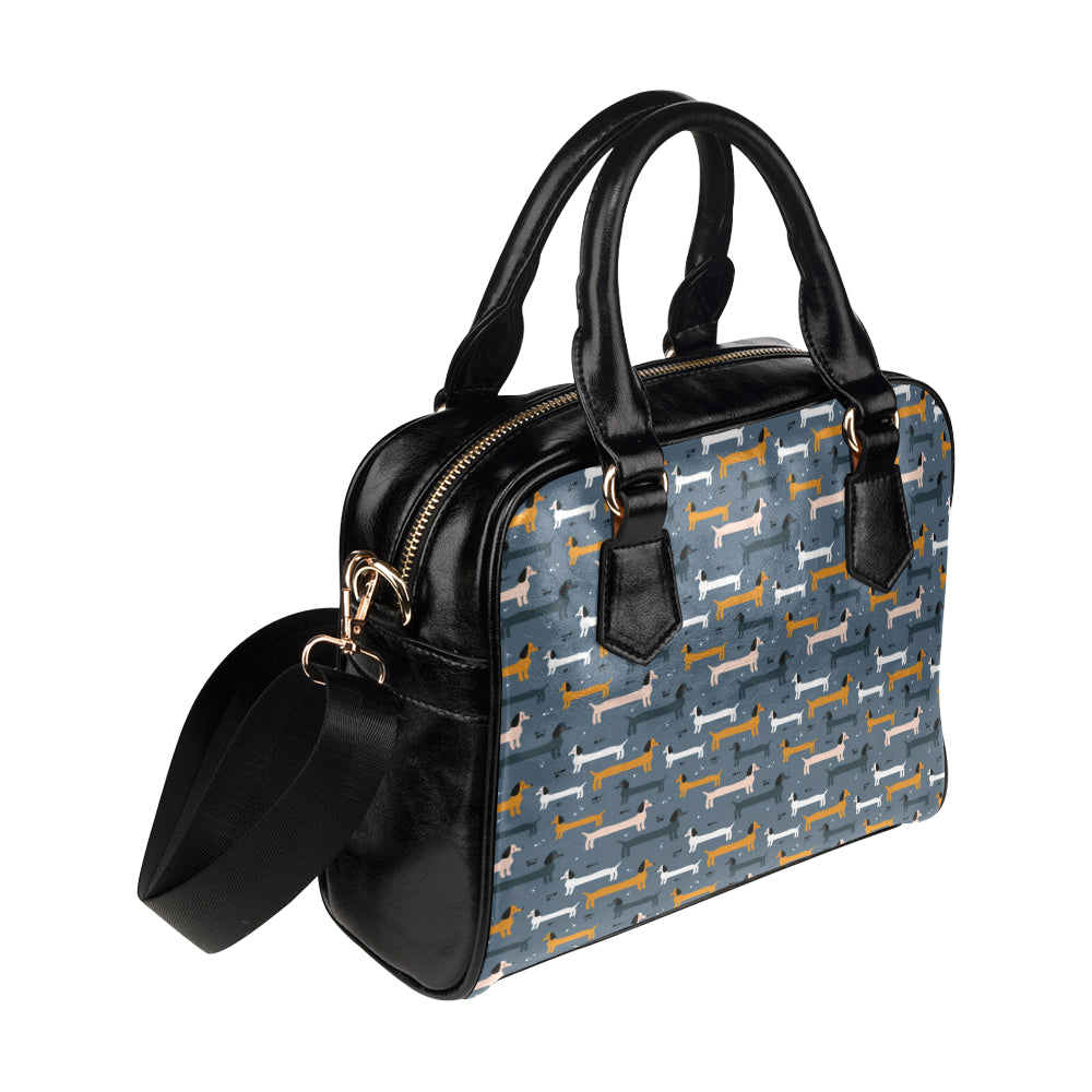 Dachshund Pattern Print Design 012 Shoulder Handbag