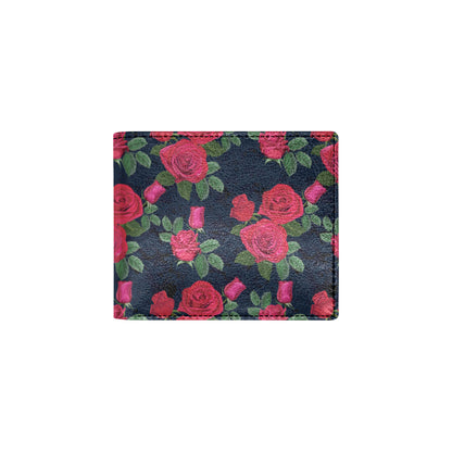 Rose Pattern Print Design A04 Men's ID Card Wallet
