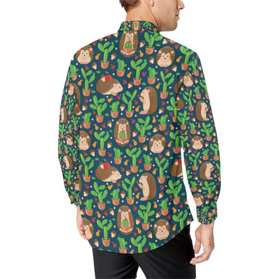 Hedgehog Cactus Pattern Print Design 04 Men's Long Sleeve Shirt