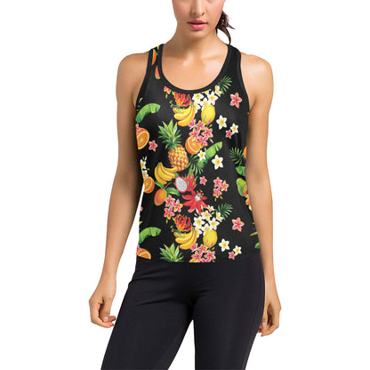 Tropical Fruits Pattern Print Design TF02 Women's Racerback Tank Top