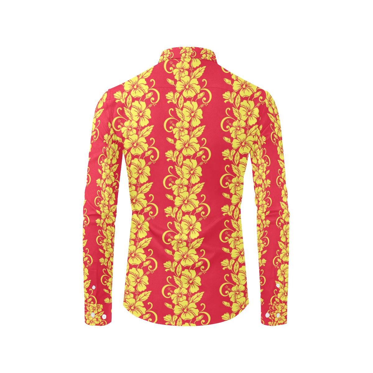Orange Hibiscus Pattern Print Design HB018 Men's Long Sleeve Shirt