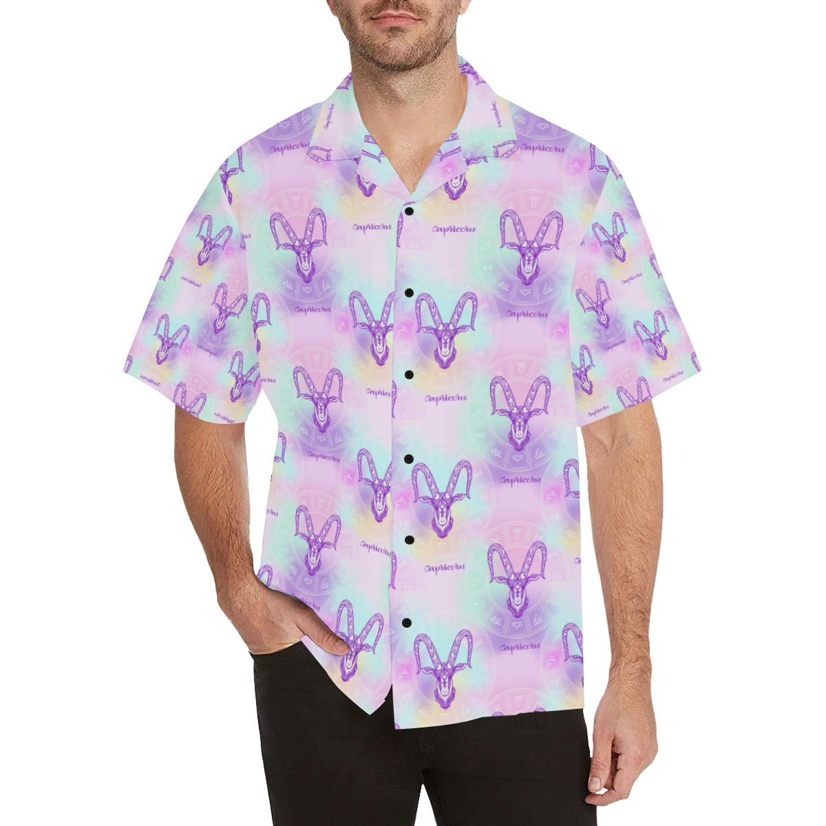 Capricorn Zodiac Pattern Print Design 02 Men's Hawaiian Shirt