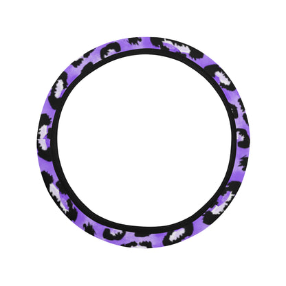 Leopard Purple Skin Print Steering Wheel Cover with Elastic Edge