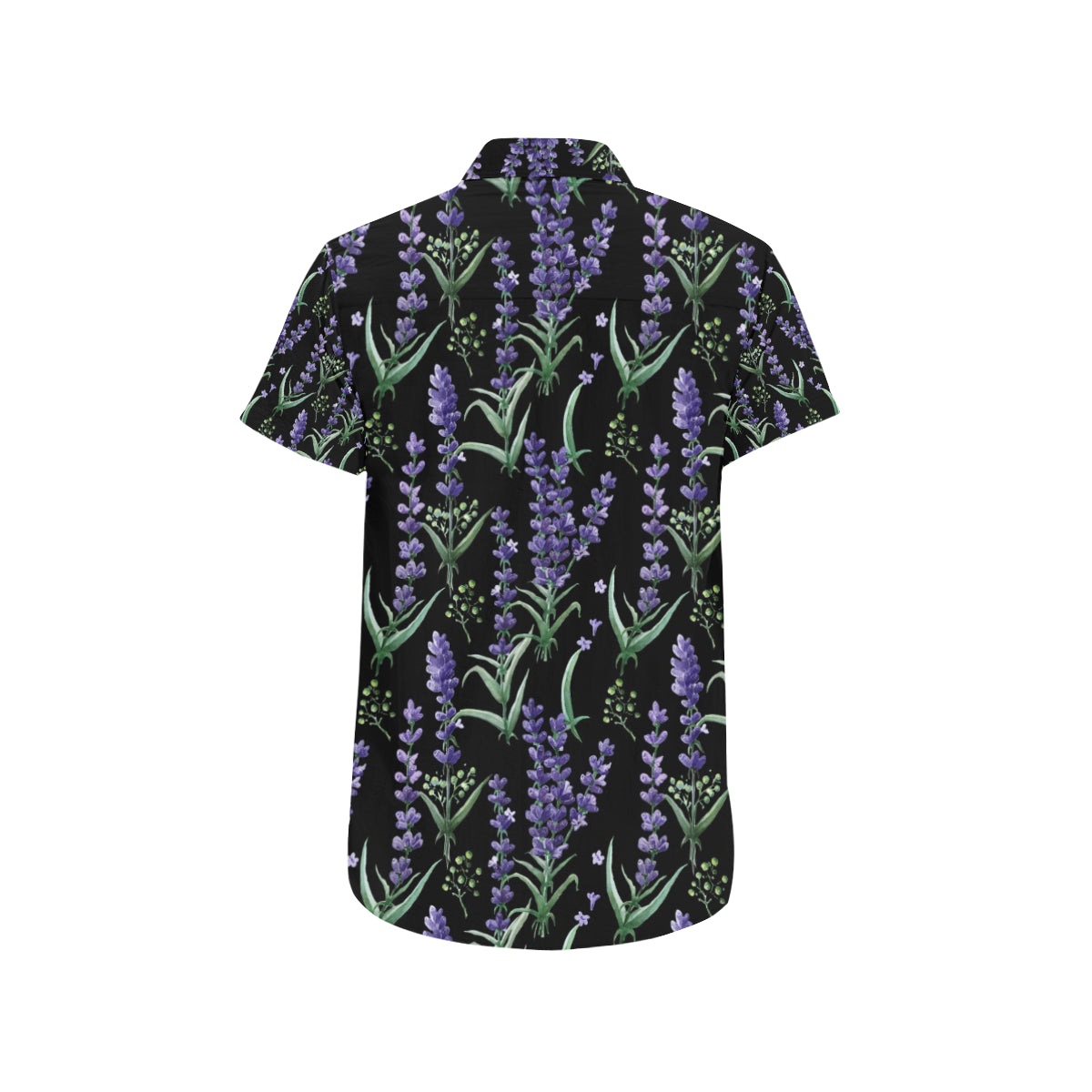 Lavender Pattern Print Design LV01 Men's Short Sleeve Button Up Shirt