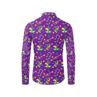 Mardi Gras Pattern Print Design 06 Men's Long Sleeve Shirt