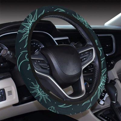 Sun Moon Magic Design Themed Print Steering Wheel Cover with Elastic Edge