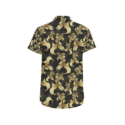 Goldfish Pattern Print Design 02 Men's Short Sleeve Button Up Shirt