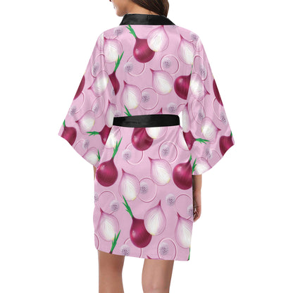 Onion Pattern Print Design A01 Women's Short Kimono