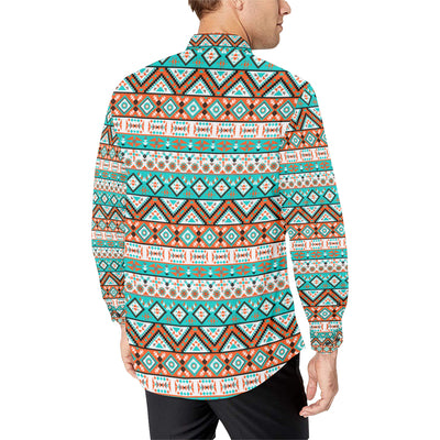 Navajo Style Print Pattern Men's Long Sleeve Shirt