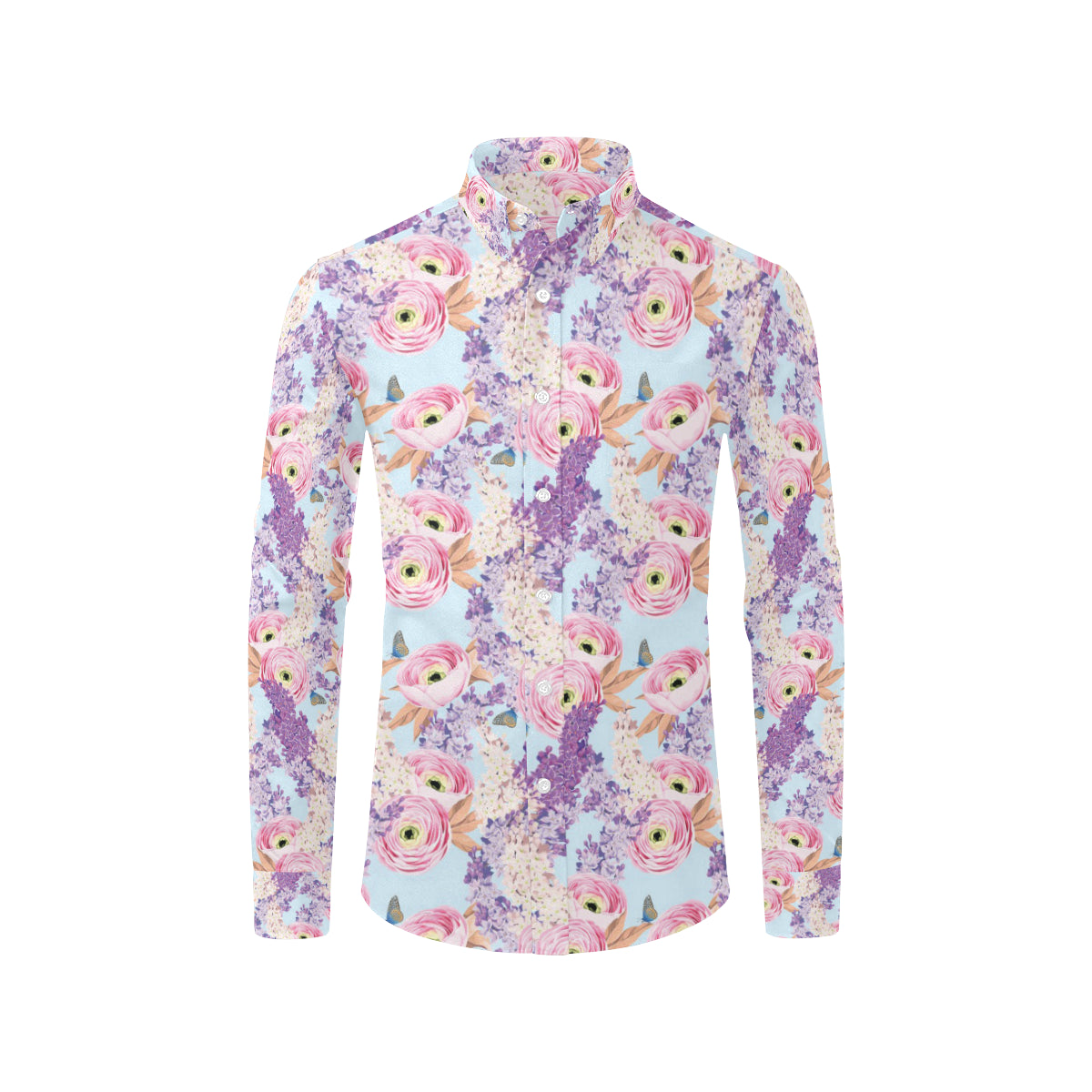 Lilac Pattern Print Design LI03 Men's Long Sleeve Shirt