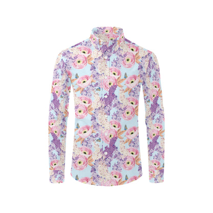 Lilac Pattern Print Design LI03 Men's Long Sleeve Shirt