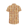 Tiki Orange Vertical Pattern Men's Short Sleeve Button Up Shirt