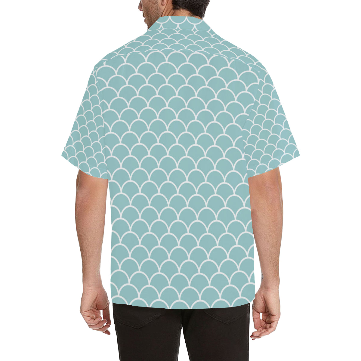 Scales Teal Pattern Print Design 02 Men's Hawaiian Shirt