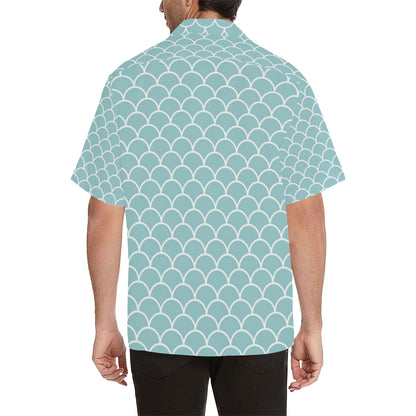 Scales Teal Pattern Print Design 02 Men's Hawaiian Shirt