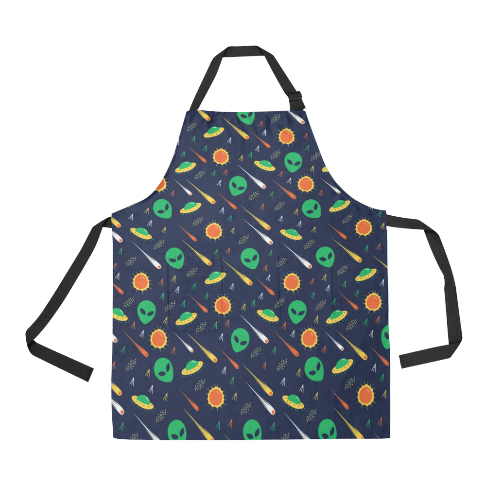 Alien UFO Pattern Print Design 05 Apron with Pocket