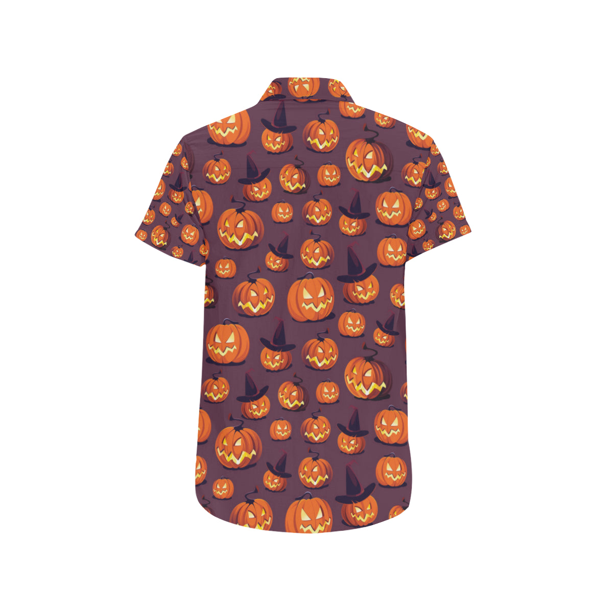 Halloween Pumpkin Pattern Print Design 03 Men's Short Sleeve Button Up Shirt