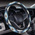 Navajo Dark Blue Print Pattern Steering Wheel Cover with Elastic Edge