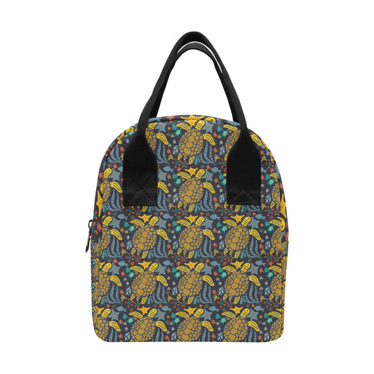 Sea Turtle Pattern Print Design T03 Insulated Lunch Bag
