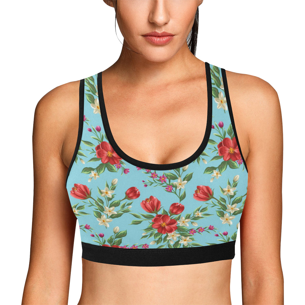 Summer Floral Pattern Print Design SF011 Sports Bra