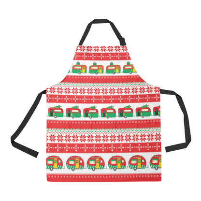 Camper Camping Ugly Christmas Design Print Apron with Pocket