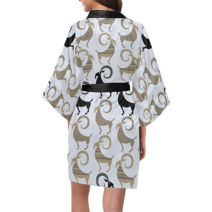 Goat Pattern Print Design 03 Women's Short Kimono