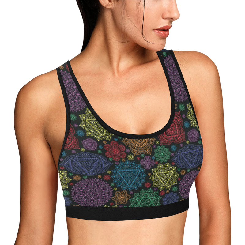 Chakra Mandala Print Pattern Sports Bra