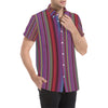 Serape Stripe Print Men's Short Sleeve Button Up Shirt