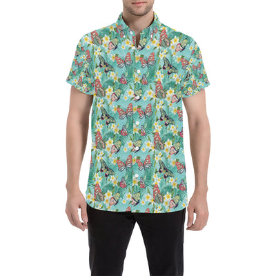 Butterfly Pattern Print Design 09 Men's Short Sleeve Button Up Shirt