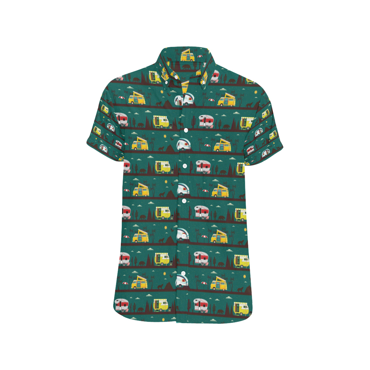 Camper Pattern Print Design 05 Men's Short Sleeve Button Up Shirt