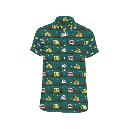 Camper Pattern Print Design 05 Men's Short Sleeve Button Up Shirt