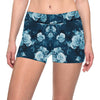 Rose Blue Pattern Print Design RO014 Yoga Shorts