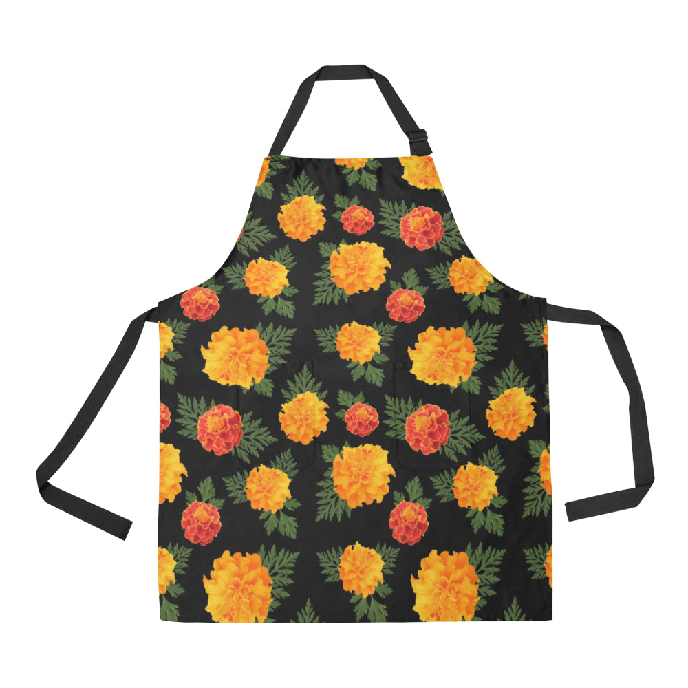 Marigold Pattern Print Design MR05 Apron with Pocket