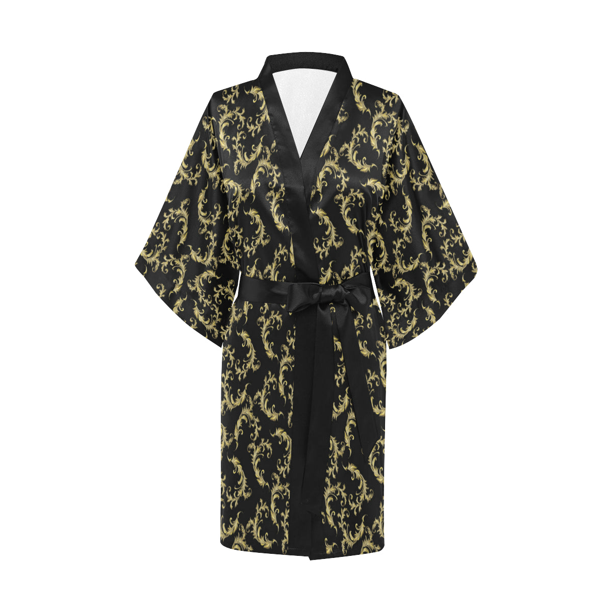 Baroque Golden Pattern Print Design 01 Women's Short Kimono