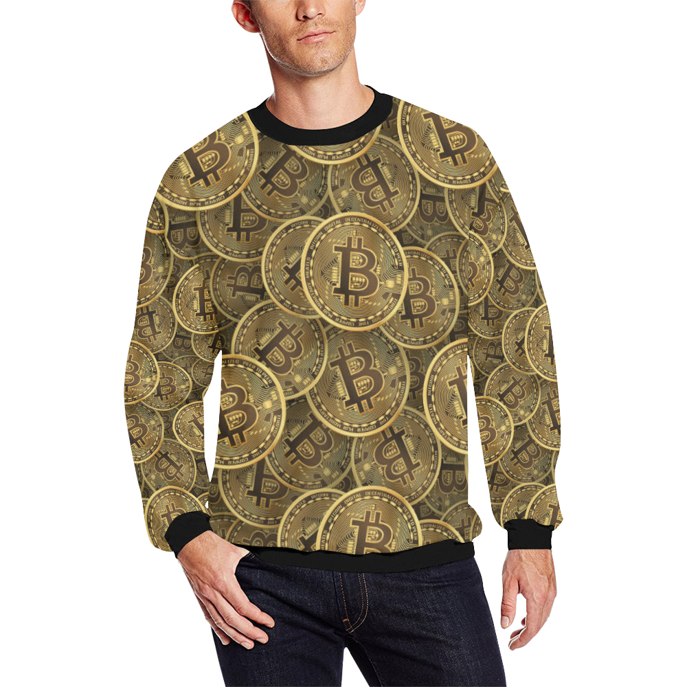 Bitcoin Pattern Print Design DO01 Men Long Sleeve Sweatshirt