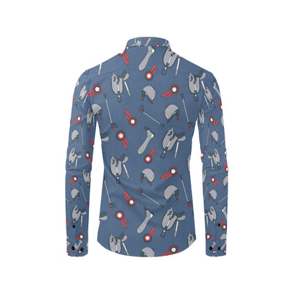 Equestrian Equipment Background Men's Long Sleeve Shirt