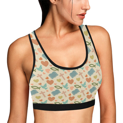Christian Symbol Pattern Sports Bra