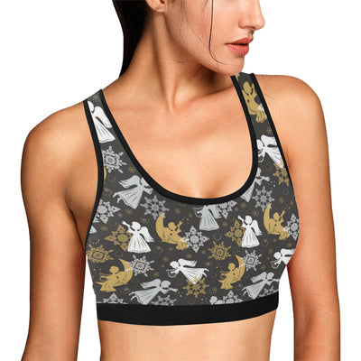 Angel Pattern Print Design 04 Sports Bra