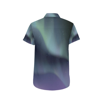 Aurora Borealis Pattern Print Design 01 Men's Short Sleeve Button Up Shirt