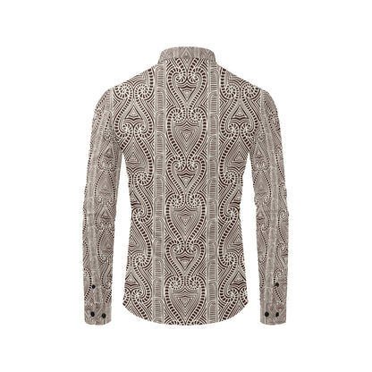 Maori Pattern Print Design 04 Men's Long Sleeve Shirt