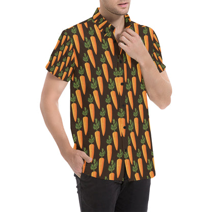 Carrot Pattern Print Design 06 Men's Short Sleeve Button Up Shirt
