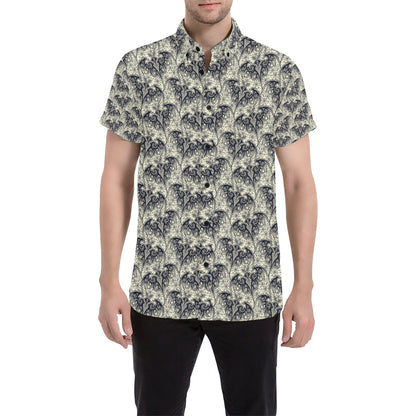 Bat Tribal Pattern Print Design 06 Men's Short Sleeve Button Up Shirt