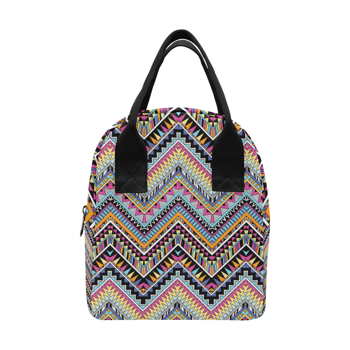 Multicolor zigzag Tribal Aztec Insulated Lunch Bag