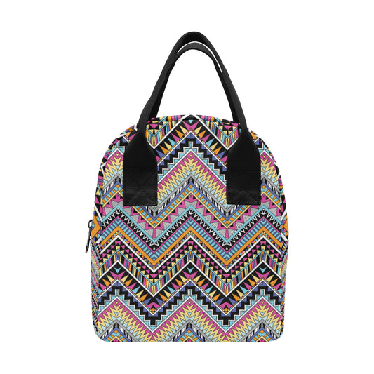 Multicolor zigzag Tribal Aztec Insulated Lunch Bag