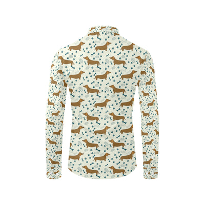 Dachshund Pattern Print Design 01 Men's Long Sleeve Shirt