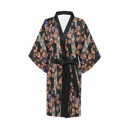 Peacock Pattern Print Design A01 Women's Short Kimono